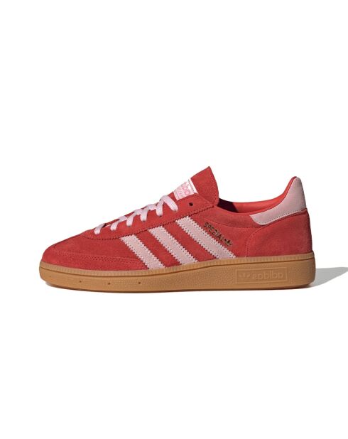 Sneakers Handball Spezial aus Veloursleder knallrot/hellrosa