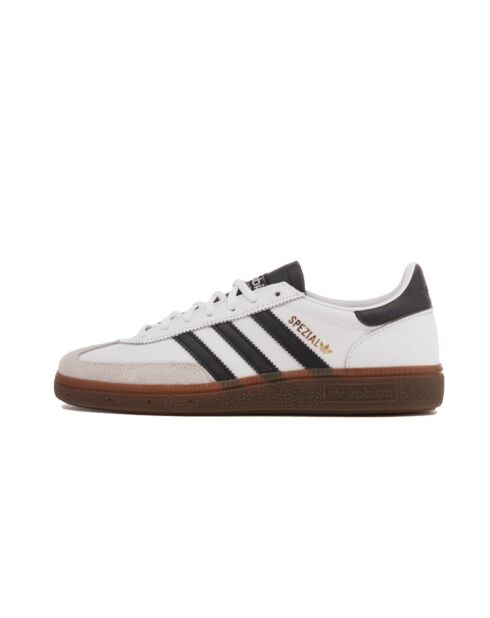 Handball Spezial Sneakers aus gummifarbenem Leder in Weiß/Schwarz