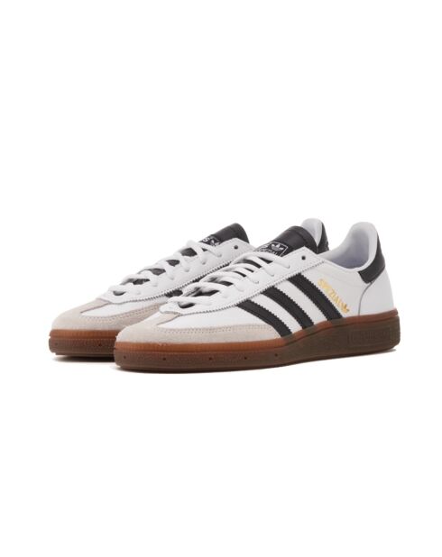 Handball Spezial Sneakers aus gummifarbenem Leder in Weiß/Schwarz