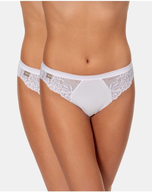 2 weiße Höschen aus Baumwolle und Spitze