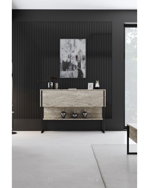 Buffet Luxe travertin/noir - 120x80x30 cm