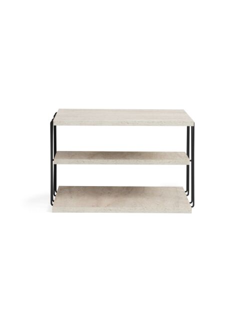 Mesa auxiliar Livon negra/travertino - 50x33x40 cm