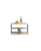 Mesa auxiliar Livon negra/travertino - 50x33x40 cm