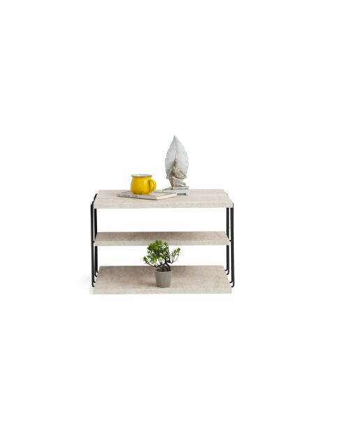 Mesa auxiliar Livon negra/travertino - 50x33x40 cm