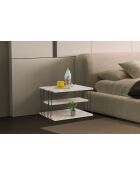 Mesa auxiliar Livon negra/travertino - 50x33x40 cm