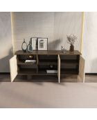 Buffet Monaco noyer/travertin - 150x51,5x45 cm