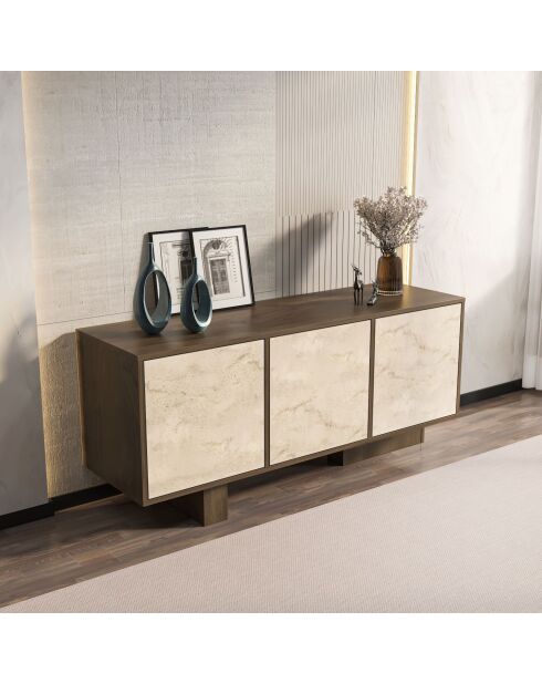 Buffet Monaco noyer/travertin - 150x51,5x45 cm