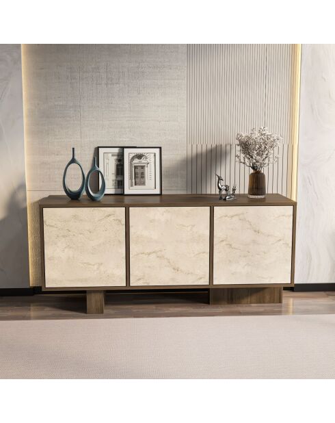 Buffet Monaco noyer/travertin - 150x51,5x45 cm