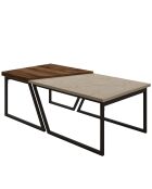 Set de 2 mesas de café Verona P0024623 travertin/nogal rústico - 60-80 x 38,8 x 60 cm