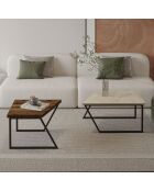 Set de 2 mesas de café Verona P0024623 travertin/nogal rústico - 60-80 x 38,8 x 60 cm