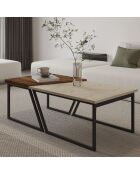 Set de 2 mesas de café Verona P0024623 travertin/nogal rústico - 60-80 x 38,8 x 60 cm