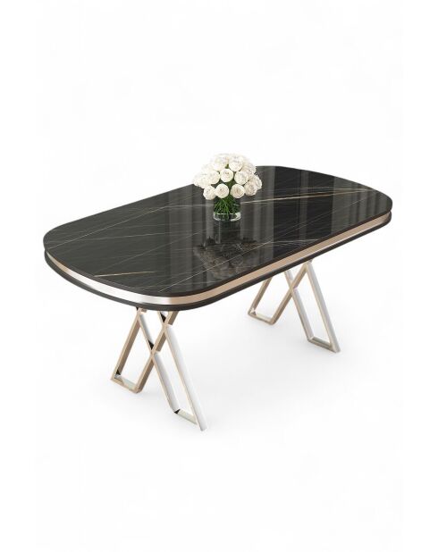 Zae Esstisch schwarz/Chrommarmor - 168x76x90 cm