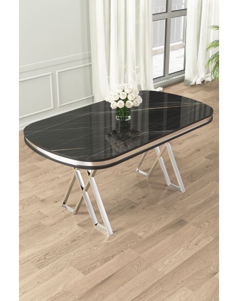 Zae Esstisch schwarz/Chrommarmor - 168x76x90 cm