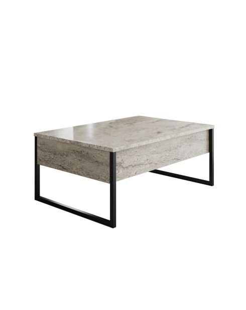 Luxe salontafel in travertijn/zwart - 90x60x40 cm