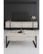 Luxe salontafel in travertijn/zwart - 90x60x40 cm