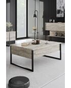 Luxe salontafel in travertijn/zwart - 90x60x40 cm