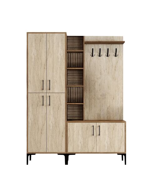 Soporte de salón Viyana Da en nogal y travertino, 150 x 200 x 35 cm