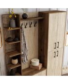 Soporte de salón Viyana Da en nogal y travertino, 150 x 200 x 35 cm