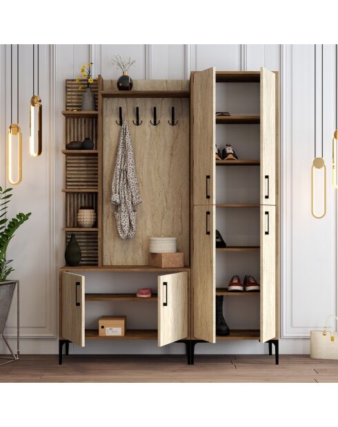 Soporte de salón Viyana Da en nogal y travertino, 150 x 200 x 35 cm