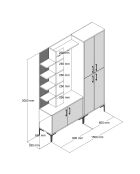 Soporte de salón Viyana Da en nogal y travertino, 150 x 200 x 35 cm