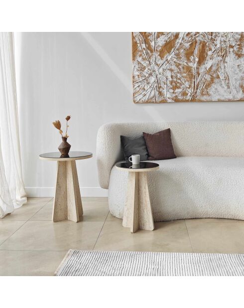 Set de 2 mesas auxiliares Luna de travertino - 40x50 cm