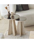 Set de 2 mesas auxiliares Luna de travertino - 40x50 cm