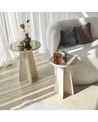 Set de 2 mesas auxiliares Luna de travertino - 40x50 cm