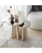 Set de 2 mesas auxiliares Luna de travertino - 40x50 cm