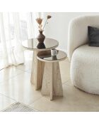 Set de 2 mesas auxiliares Luna de travertino - 40x50 cm
