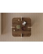 Table basse Poalla noyer/travertin - 90x35x90 cm