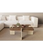 Table basse Poalla noyer/travertin - 90x35x90 cm