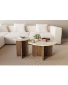 Set de 2 mesas de café Privé travertin/nogal - 70x40x70 cm
