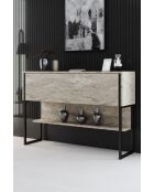 Luxe travertijn/zwarte woonkamermeubelset - 180x30x47 cm