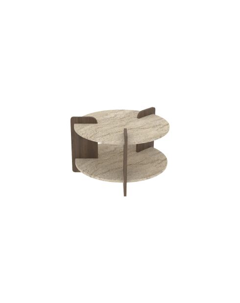 Table basse Oalla travertin/noyer - 70x45x70 cm