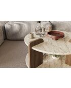 Tavolino Palla in travertino/noce - 70x45x70 cm