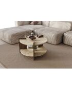 Tavolino Palla in travertino/noce - 70x45x70 cm