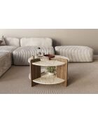 Tavolino Palla in travertino/noce - 70x45x70 cm