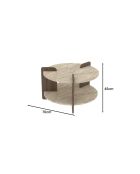 Tavolino Palla in travertino/noce - 70x45x70 cm