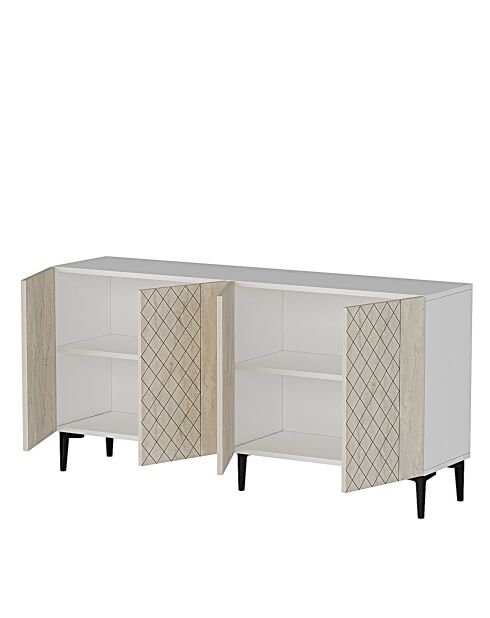 Console Resso 150 blanc/travertin - 150x75x32 cm