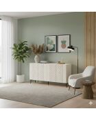 Console Resso 150 blanc/travertin - 150x75x32 cm