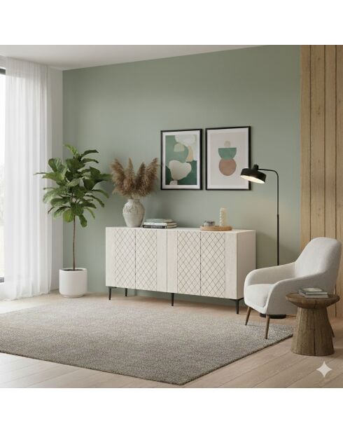 Console Resso 150 blanc/travertin - 150x75x32 cm