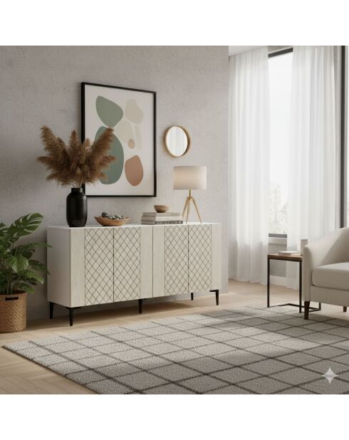 Console Resso 150 blanc/travertin - 150x75x32 cm
