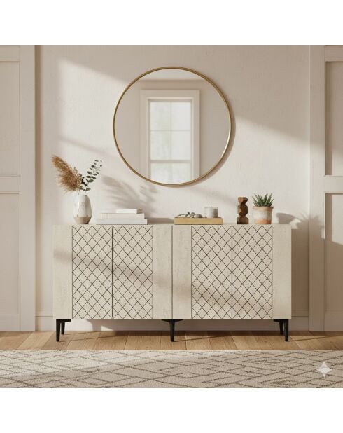 Console Resso 150 blanc/travertin - 150x75x32 cm