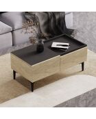 Mia Couchtisch Travertin/Anthrazit - 91,8x38,6x45 cm