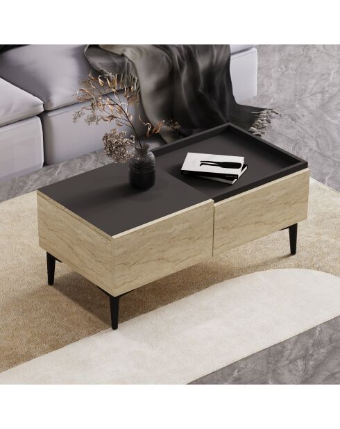 Mia Couchtisch Travertin/Anthrazit - 91,8x38,6x45 cm