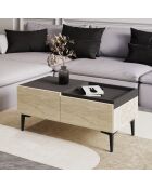 Mia Couchtisch Travertin/Anthrazit - 91,8x38,6x45 cm
