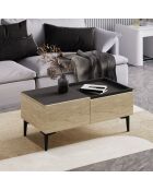 Mia Couchtisch Travertin/Anthrazit - 91,8x38,6x45 cm