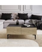 Mia Couchtisch Travertin/Anthrazit - 91,8x38,6x45 cm