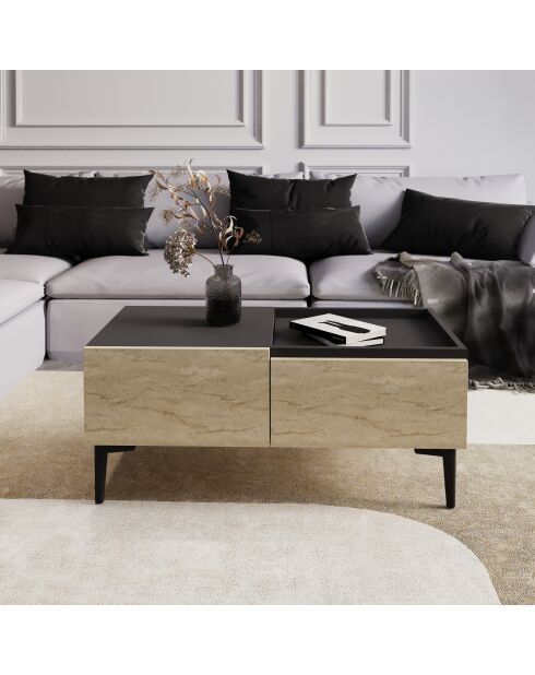 Mia Couchtisch Travertin/Anthrazit - 91,8x38,6x45 cm