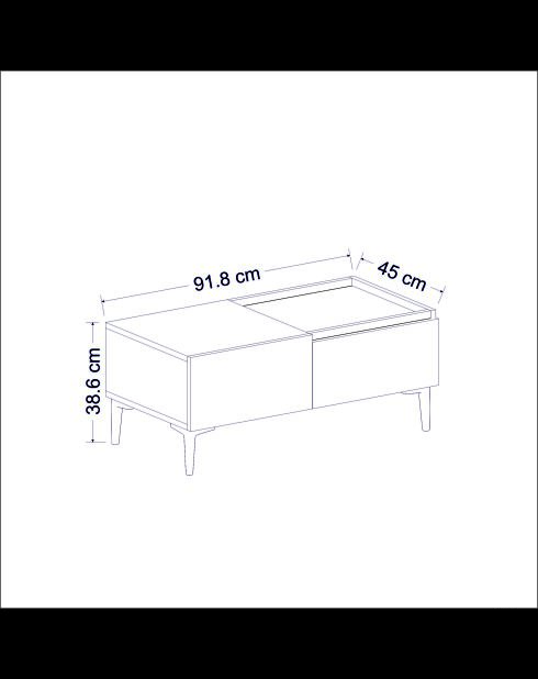 Mia Couchtisch Travertin/Anthrazit - 91,8x38,6x45 cm